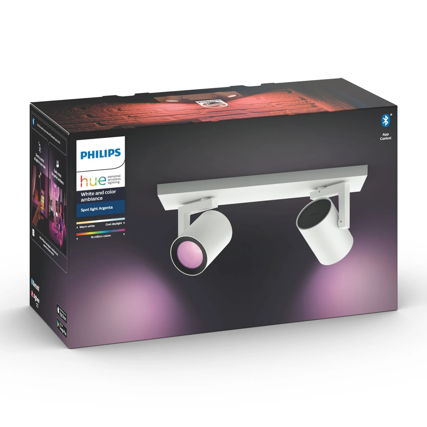 Philips Hue Argenta LED Spotlight, Two-bulb, White 7 Philips Hue Argenta LED Spotlight, Two-bulb, White - Image 5