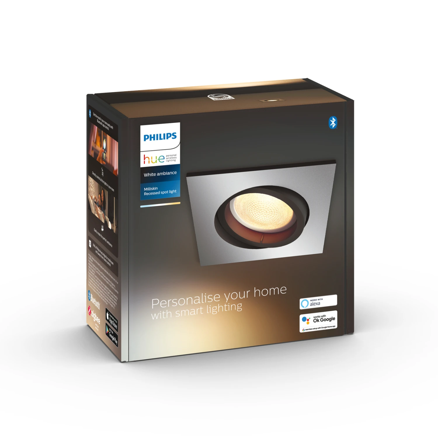 Philips Hue Milliskin Downlight, Angular Aluminium 6 Philips Hue Milliskin Downlight, Angular Aluminium - Image 4